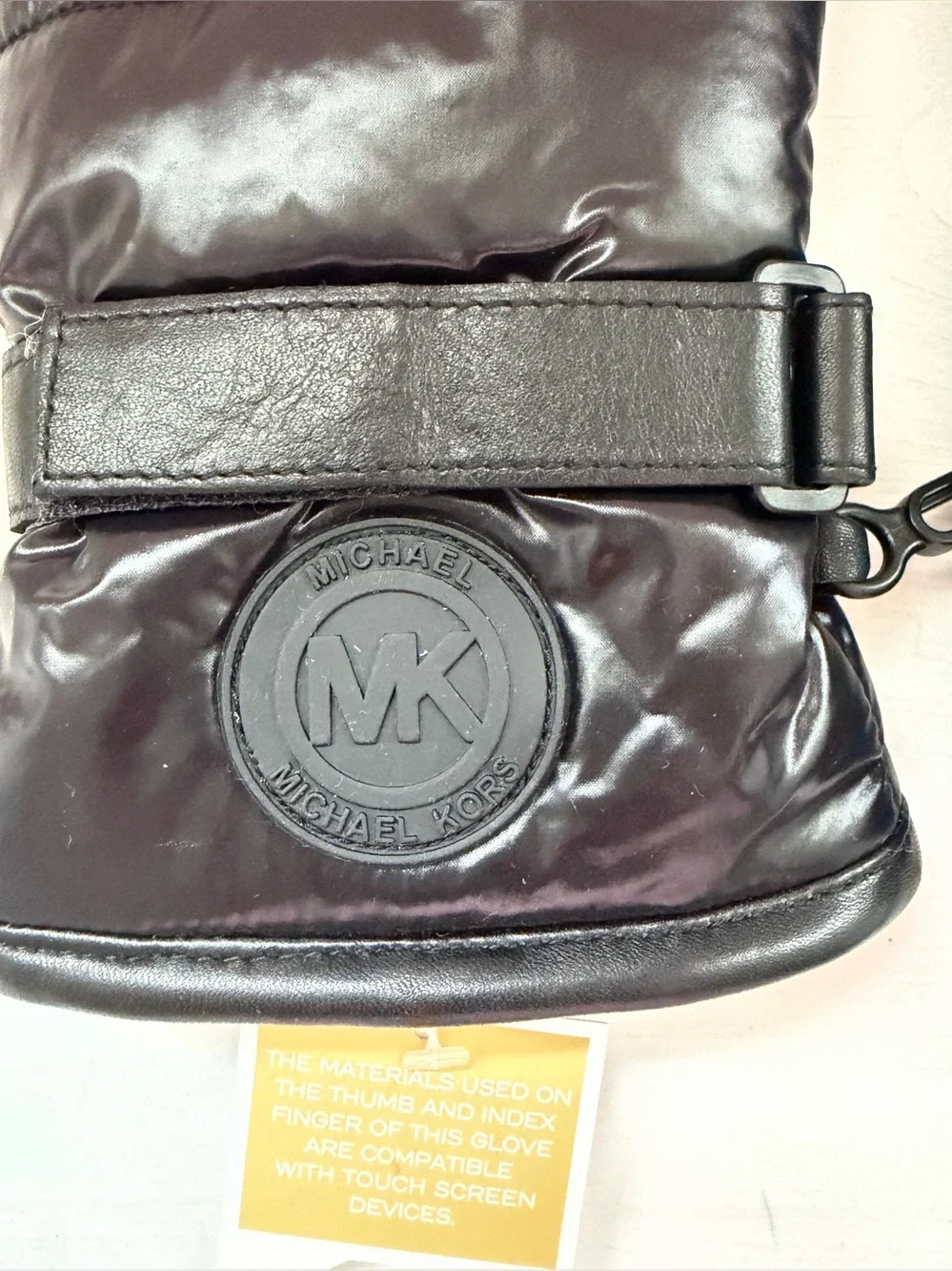 Michael Kors Quilted Nylon and Leather Tech Gloves.